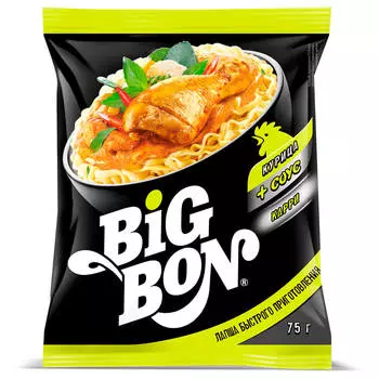 Лапша Big Bon 75г курица карри пакет
