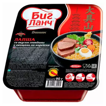 Лапша Биг Ланч дагшан 90г говядина с овощами по корейски