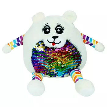 Игрушка мягкая Там-Там медвежонок с пайетками 13х9х13см бежевый нм9086/3