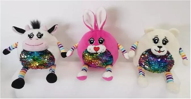 Игрушка мягкая там-там кролик с пайетками 13х9х13см розовый нм9086/2