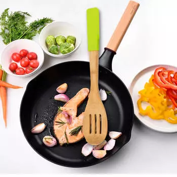 Ложка кухонная 30*6см бамбук силиконовая ручка Agness 897038