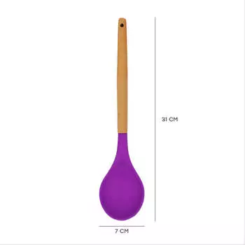 Ложка с кухонная Тут Просто силикон/бук 31см фиолетовая