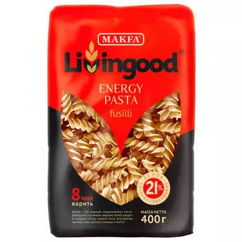 Макароны MAKFA 400г LIVINGOOD спирали высокобелковые