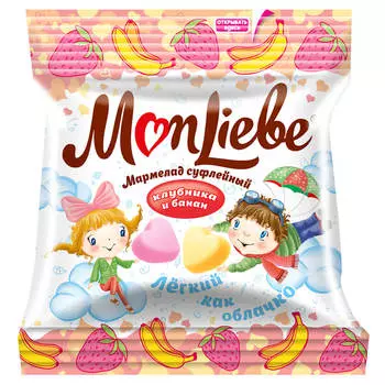 Мармелад суфлейный MonLiebe 70г клубника банан Славянка
