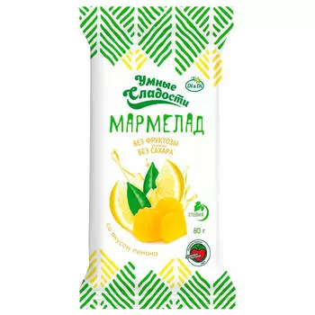 Мармелад желейный умные сладости 80 г со стевией со вкусом лимона