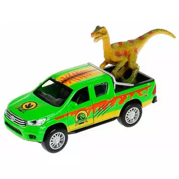 Машина технопарк тойота сафари 12 см инерц металл с динозавром в/к 299324