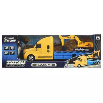 Машина тягач технодрайв с экскаватором р/у на аккумуляторе 40*10*13 см 295540