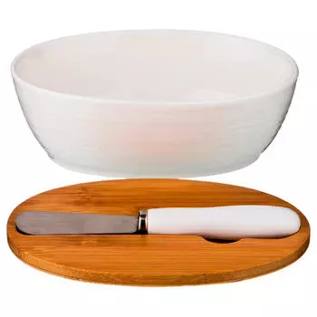 Масленка с крышкой Lefard нэйтив + нож металлический 14,5*11*5,5см 587-131