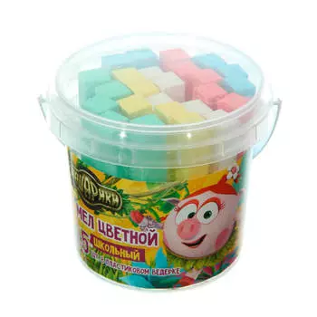 Мелки цветные 25шт для письма и рисования смешарики ведро