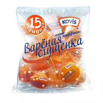 Мини-маффины Kovis 470г с начинкой вареная сгущенка Раменский КК