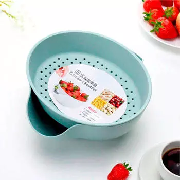 Миска с дуршлагом Ecoco серо-голубая