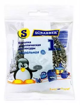 Мочалка для посуды скраббер металлическая блистер