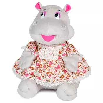 Мягкая игрушка бегемотик шура в платьице 23см озвученная