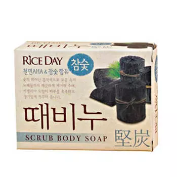 Мыло RICE DAY 100г с эффектом скраба древесный уголь