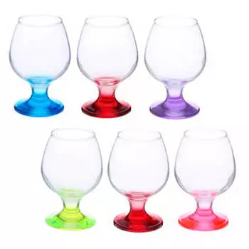 Набор бокалов 250млд/коньяка 6шт радуга цветная ножка