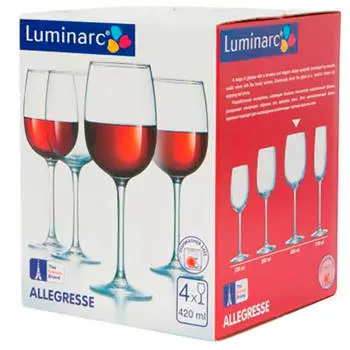 Набор бокалов для вина 420мл 4шт LUMINARC аллегресс j8166