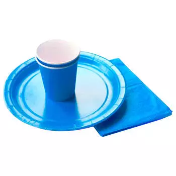 Набор бумажной посуды 5 персон синий
