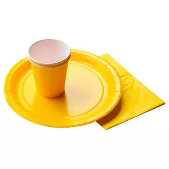 Набор бумажной посуды 5 персон желтый