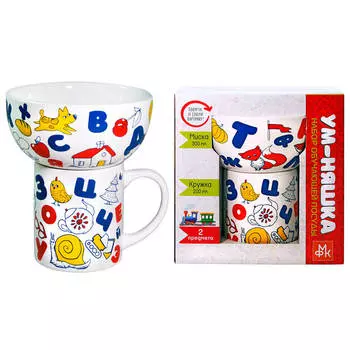 Набор детской посуды 2пр МФК алфавит кружка 200мл+миска 300мл п/у
