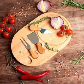 Набор для подачи сыра доска из дуба 32,5*20,5*1,5см+3 ножа для сыра 3090436