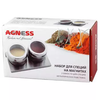 Набор для специй 3пр 14*9*5см Арти-М Agness магниты+металлическая подставка 912-008