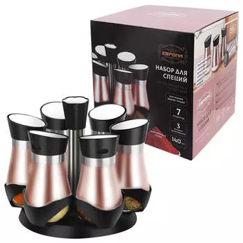 Набор для специй 7 пр Европа вращающаяся подставка стекло/нержавеющая сталь/пластик p-01 p