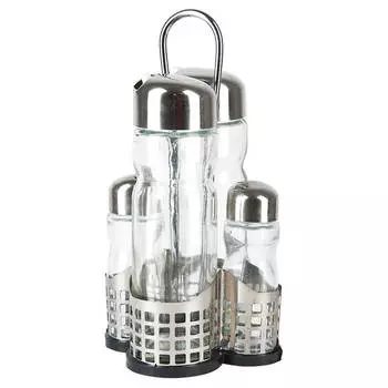 Набор для специй ЭНС 4пр солонка/перечница/2 бутылки для масла и уксуса 9*9*20см