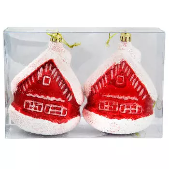 Набор елочных украшений 2шт 11см домики sy18cbe-08