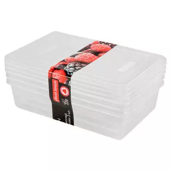 Набор емкостей д/заморозки 3 шт 0,75 л пласт тим прямоугольные натуральные pt2008нат-13