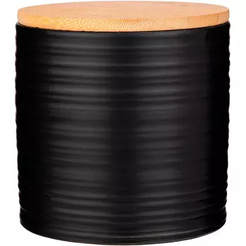 Набор из 3-х емкостей 430мл для сыпучих продуктов 10*10*15см с бамбуковой крышкой 490-429