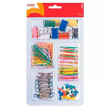 Набор канцелярский иджел зажимы/скрепки/кнопки в п/у ty-om30*