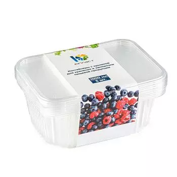 Набор контейнеров с крышкой 5 шт 1000 мл для хранения и заморозки пп юпласт