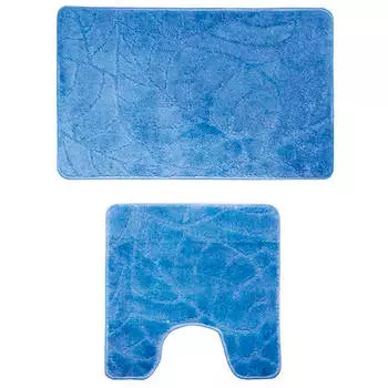 Набор ковриков для ванной и туалета 2 шт рыжий кот дуэт голубой 102513