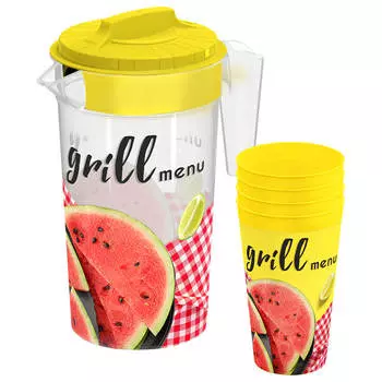 Набор кувшин 1,2л + 4 стакана 0,4л Полимербыт гриль меню 431489400