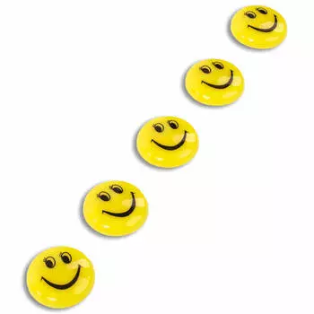 Набор магнитов STAFF базиссмайлик 30мм 5шт желтые 237483