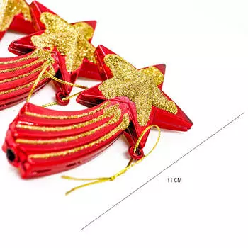 Набор ёлочных украшений Европа 11см в виде звёзд красный 6шт sd19b-y-003