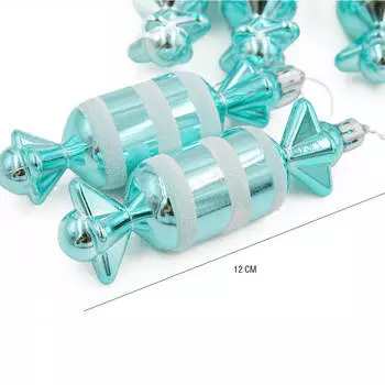 Набор ёлочных украшений Европа 12см в виде конфет бирюзовый/белый 6шт sd19b-y-089-1 s/6