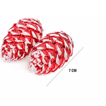 Набор ёлочных украшений Европа 7см в виде шишек красный 6шт sd19b-y-097