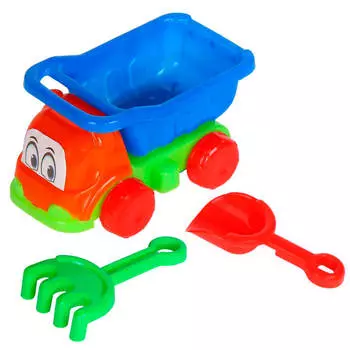 Набор песочный компания друзей самосвал мини/лопатка и грабли 9.5 см оранжево-синий