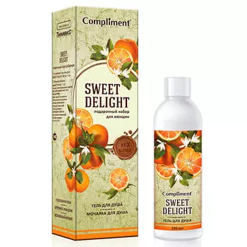 Набор подарочный Compliment Сладкое наслаждение гель для душа 250мл+мочалка