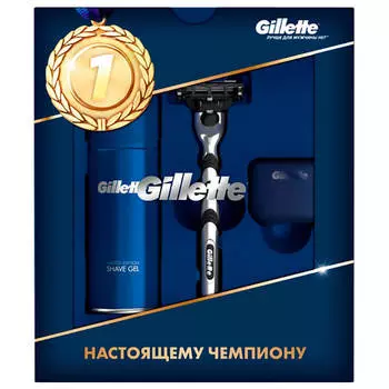 Набор подарочный Gillette Mach 3 станок с 1 кассетой+гель для бритья 75мл+дорожный колпачок