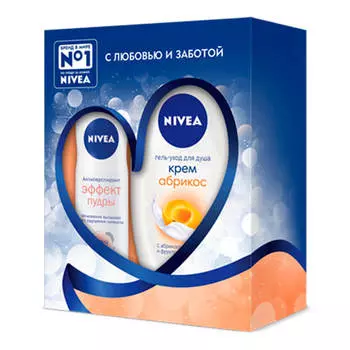 Набор подарочный нивея дезодорант спрей + гель-уход д/душа абрикос