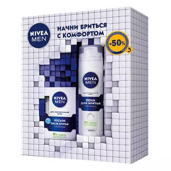 Набор подарочный нивея мен пена д/бритья + лосьон п/бритья д/чувствительной кожи