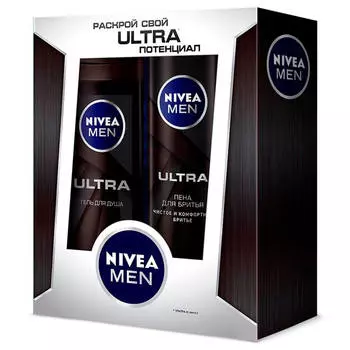 Набор подарочный нивея мен ультра пена д/бритья 200мл + гель д/душа 250мл