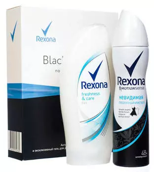 Набор подарочный Rexona блэк+вайт гель для душа + антиперспирант