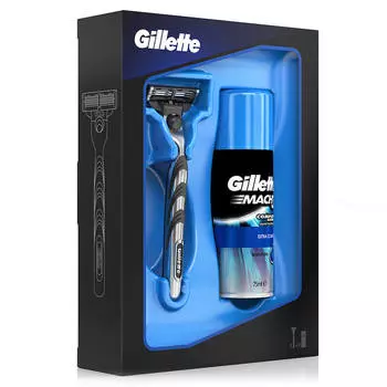 Набор подарочный жиллет мак3 станок с 1 кассетой + гель д/бритья