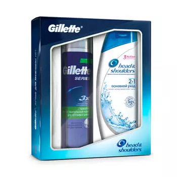 Набор подарочный жиллет пена д/бритья + шампунь хэд энд шолдерс