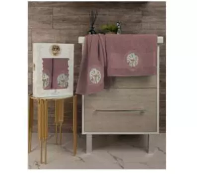 Набор полотенец 50х85+70х135 прованс часы и розы сухая роза