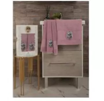 Набор полотенец 50х85+70х135 прованс часы с лавандой пудра