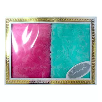 Набор полотенец дм 2шт 50*90см Incoronare розовый+бирюзовая велюр кцс-2601-2528